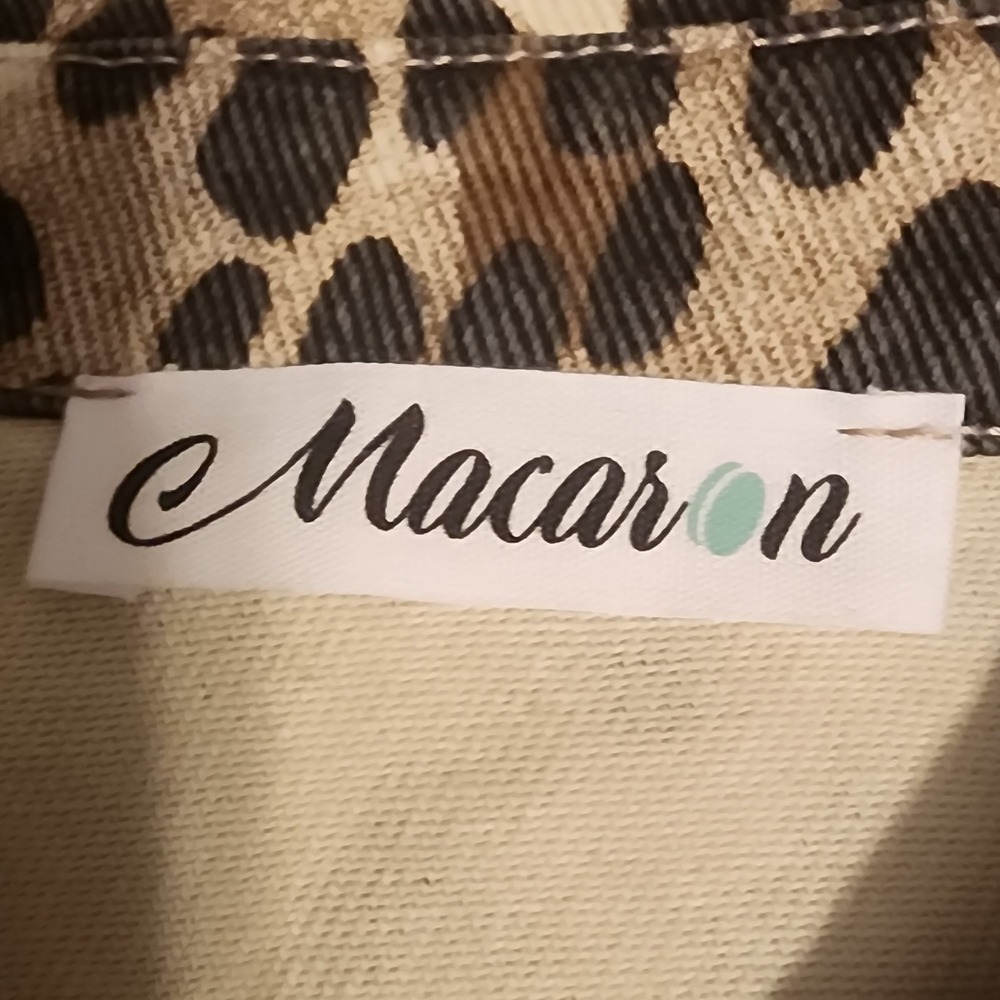 Macaron Women's Leopard Print Denim Shirt Jacket Black Sequin Fringe‎ - Picture 4 of 5